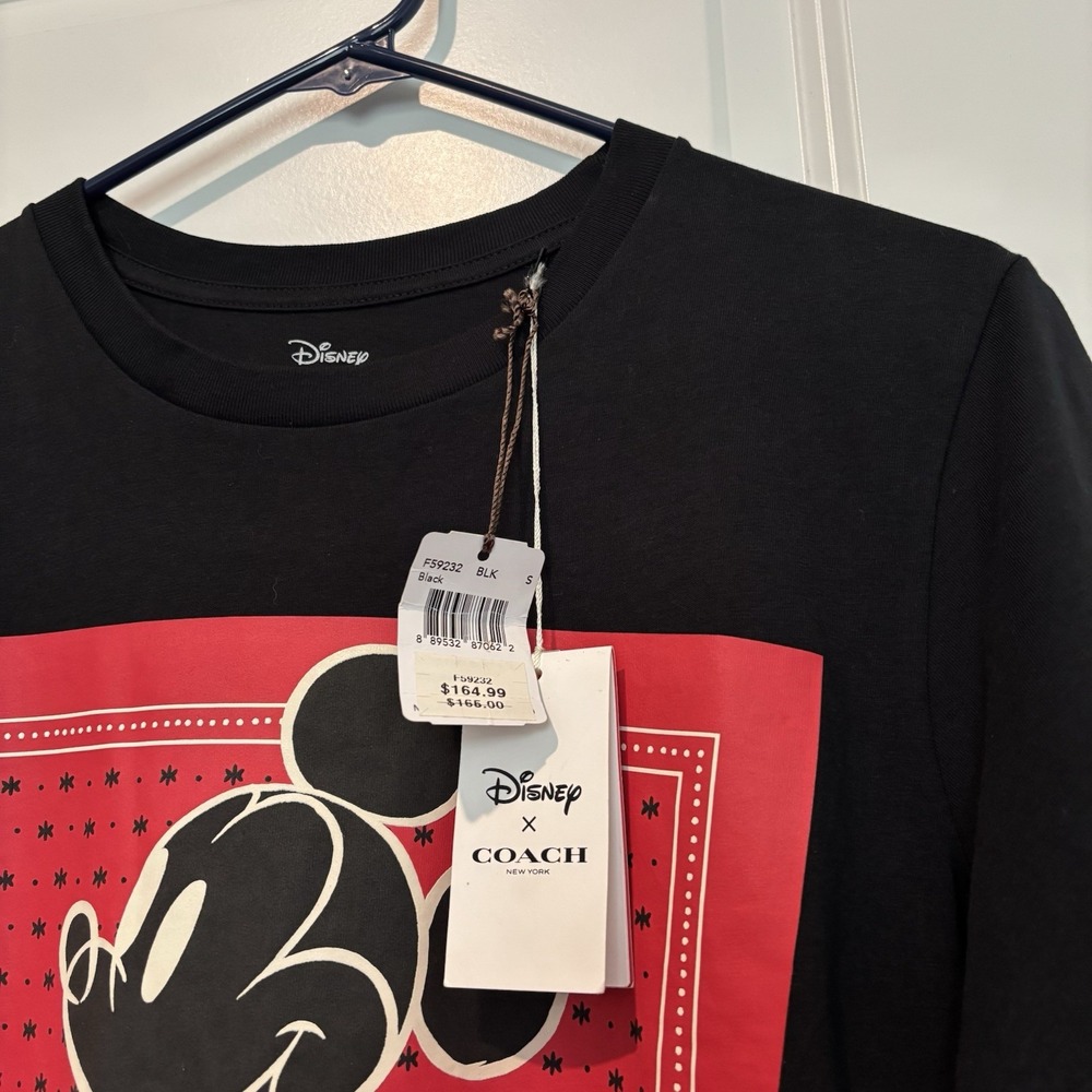 Coach x Disney collaboration Mickey Mouse BLACK T-shirt size S Ladies NWT - Picture 3 of 7